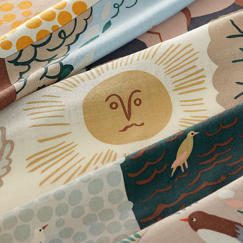 カレジェアン カシミアシルク 《イソップ物語》 - ベージュ | Hermès